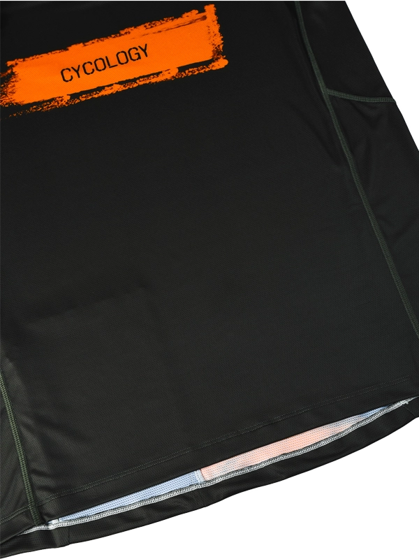 Black MTB Jersey with orange 'Cycology' logo on front