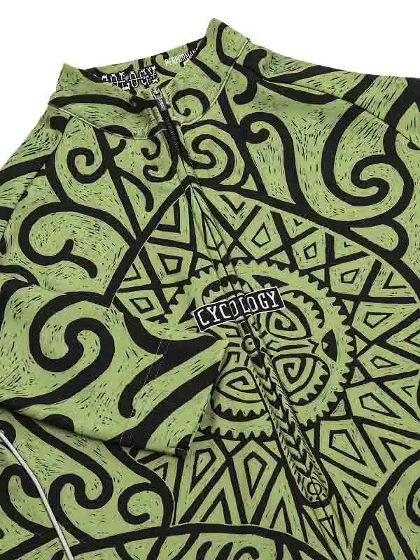 Zanzibar Green Men's Long Sleeve Cycling Jersey Neck | Cycology AUS
