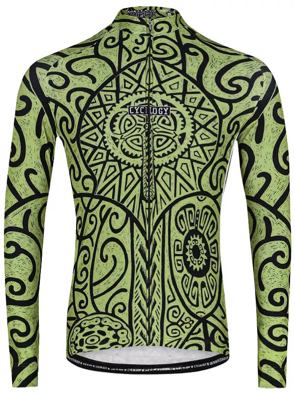 Zanzibar Green Men's Long Sleeve Cycling Jersey Front  | Cycology AUS