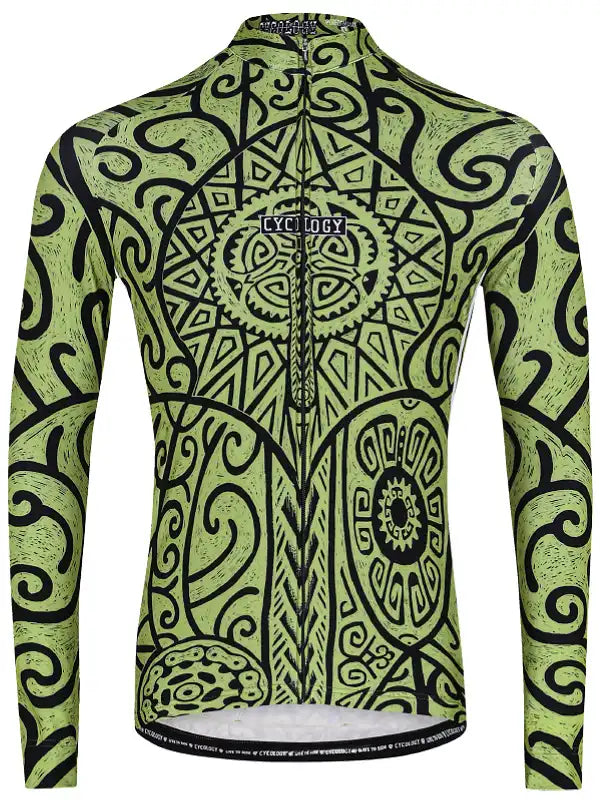 Zanzibar Green Men's Long Sleeve Cycling Jersey Front | Cycology AUS