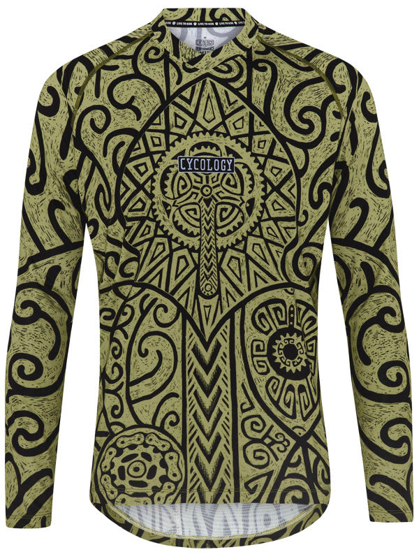 Zanzibar Green Long Sleeve Mountain Bike Jersey Front | Cycology AUS