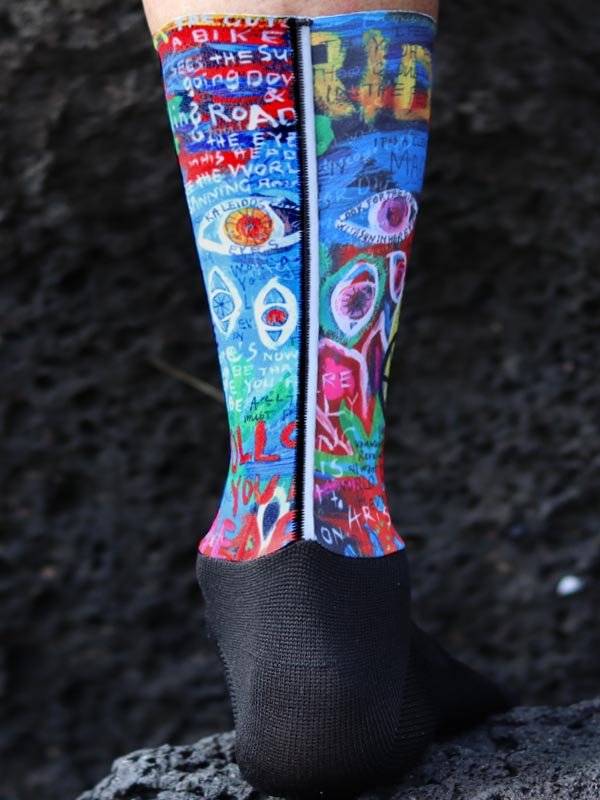 8 Days Aero Blue Cycling Socks Back View Outside | Cycology AUS