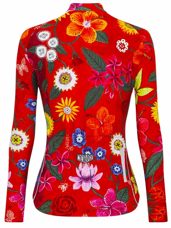 Aloha Womens Red Long Sleeve Cycling Jersey  Back Image | Cycology AUS