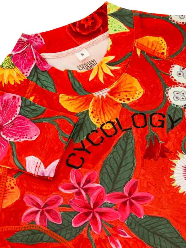 Aloha Red  Women's Long Sleeve Base Layer  Collar| Cycology AUS
