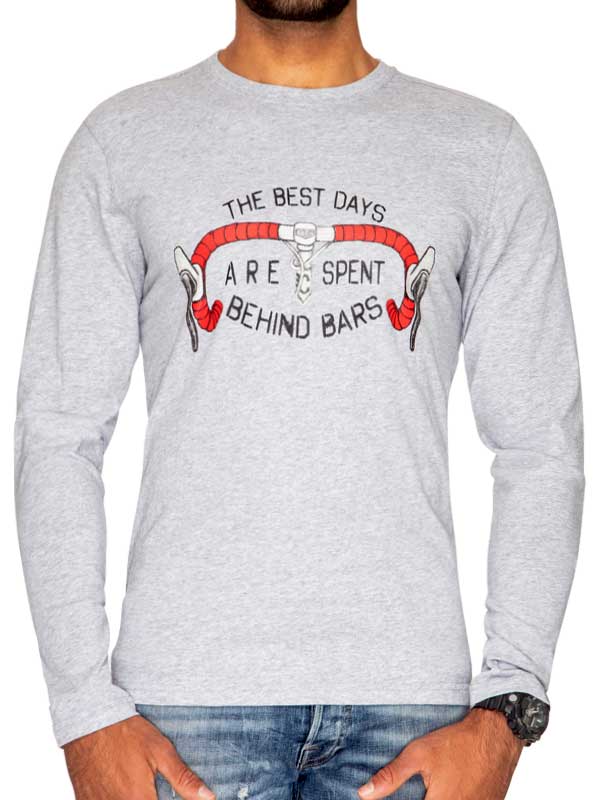 Best Days Behind Bars Grey Men's Long Sleeve T-shirt  Front | Cycology AUS
