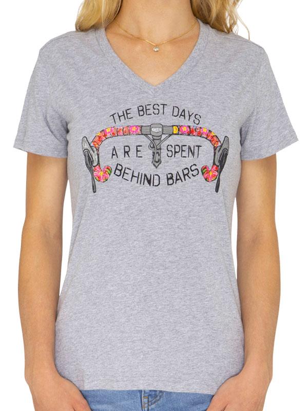 Best Days Behind Bars Grey Womens Cycling T shirt | Cycology AUS