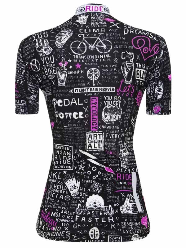  Bike Graffiti Black Womens Short Sleeve Cycling Jersey | Cycology AUS