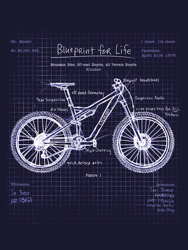 Blueprint MTB Men's Navy Long Sleeve T-shirt Graphic close up| Cycology AUS