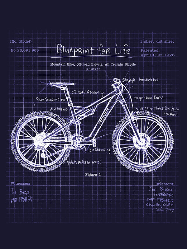 Blueprint MTB Men's Navy Long Sleeve T-shirt  Graphic close up| Cycology AUS