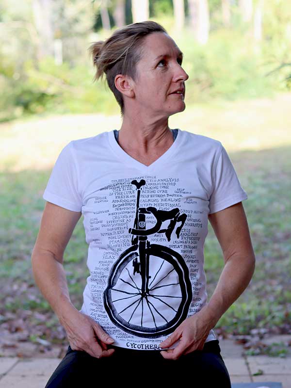 Cycotherapy White Womens Cycling T shirt | Cycology AUS