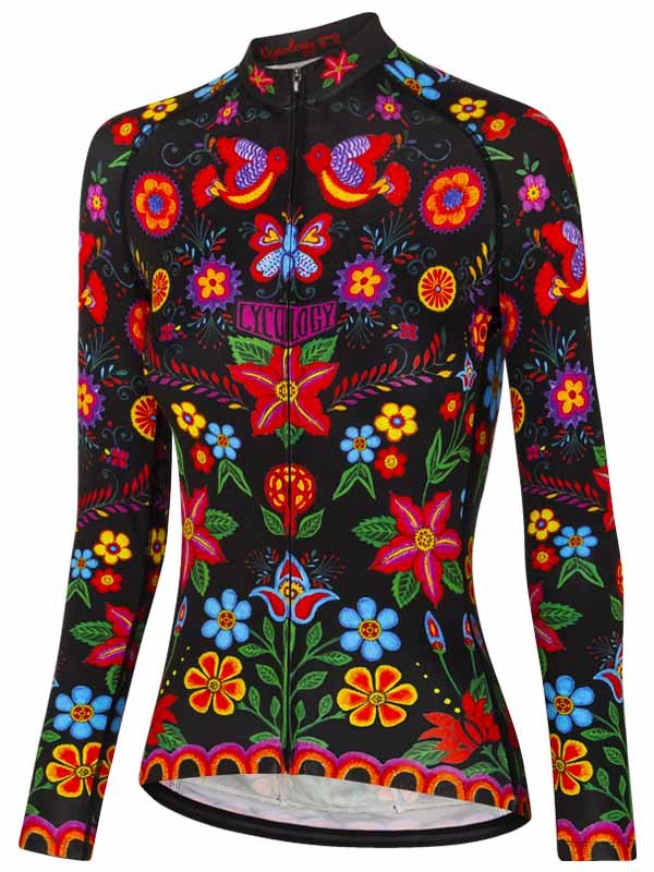 Frida Black Long Sleeve Summer Cycling Jersey | Cycology AUS