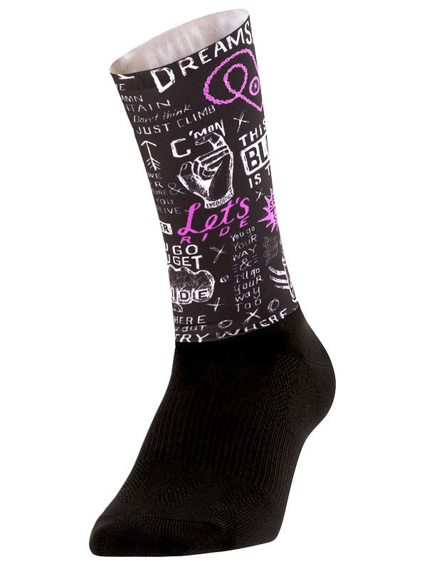 Bike Graffiti Black Aero Cycling Socks | Cycology AUS