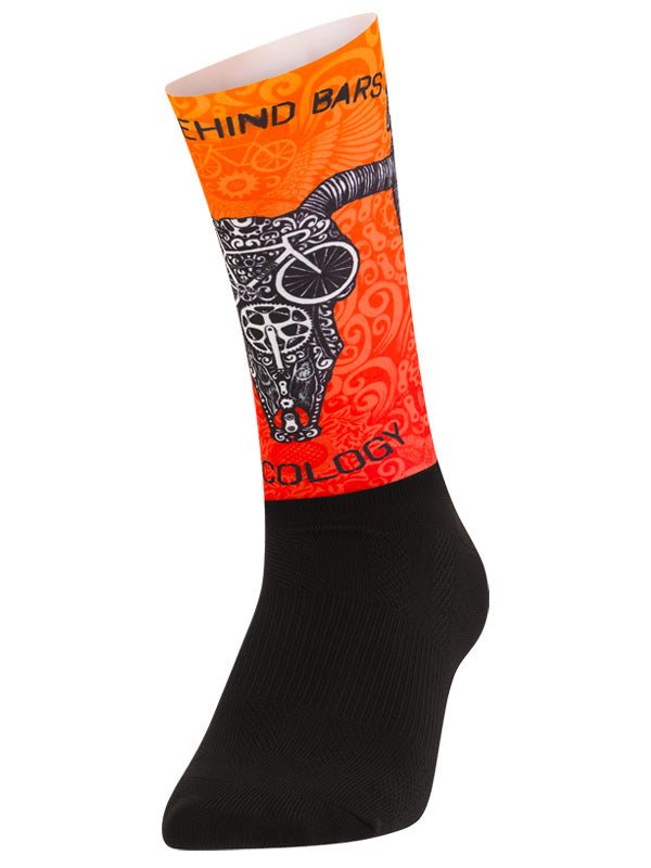 Life Behind Bars Orange Aero Cycling Socks | Cycology AUS