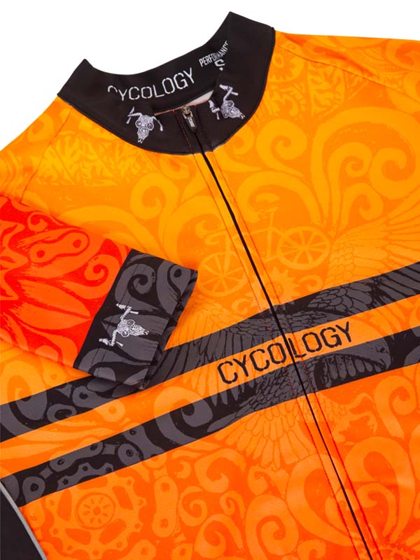 Life Behind Bars Men's Orange Long Sleeve Cycling Jersey neck | Cycology AU