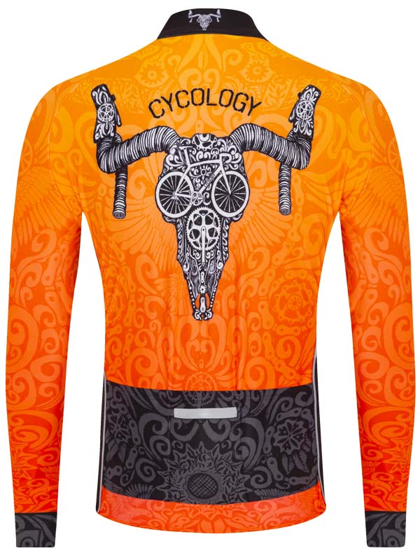 Life Behind Bars Men's Orange Long Sleeve Cycling Jersey back image | Cycology AU