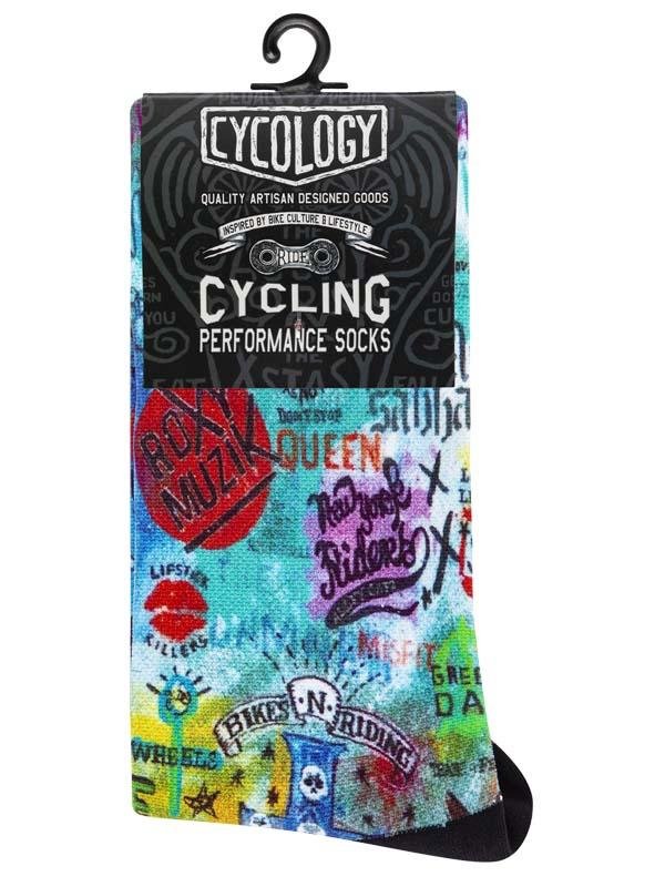 Rock N Roll Blue Cycling Socks | Cycology AUS