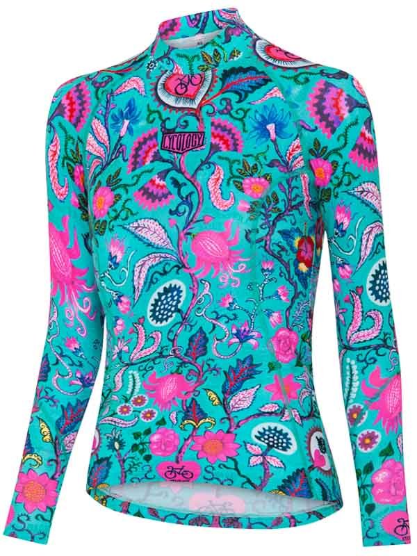 Secret Garden Blue Long Sleeve Base Layer | Cycology AUS