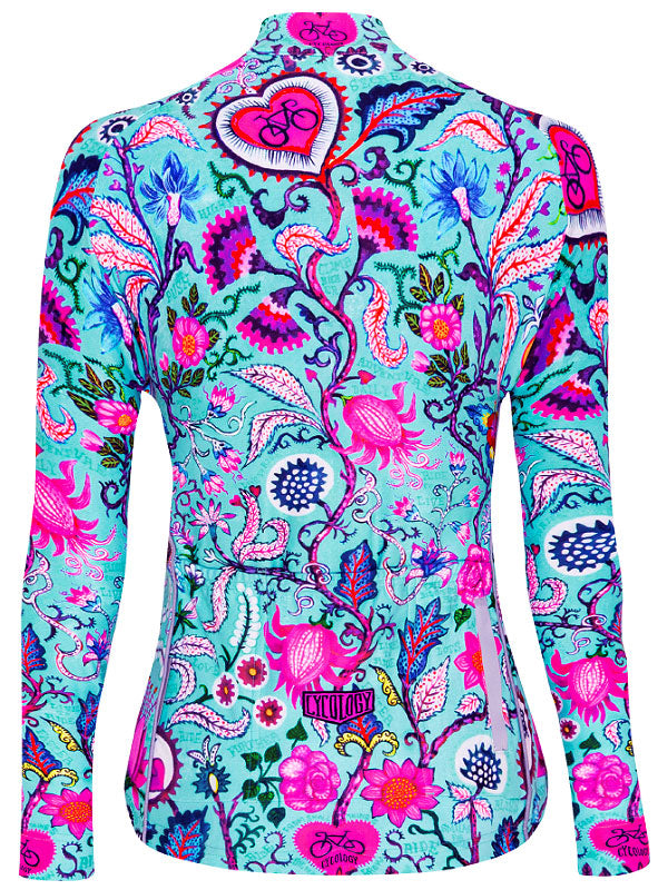 Secret Garden Aqua Women's Long Sleeve Cycling Jersey  Back | Cycology AUS