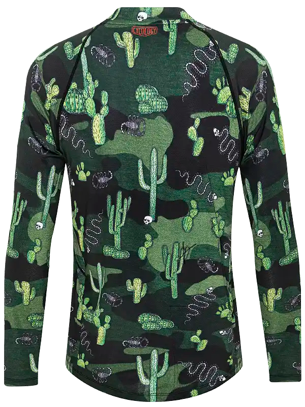 Totally Cactus Long Sleeve Men's Green MTB Jersey | Cycology AUS