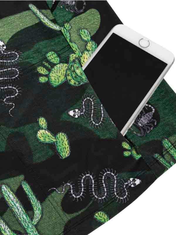 Cycling shorts with cactus and snake print, phone in pocket, men's women's bike wear