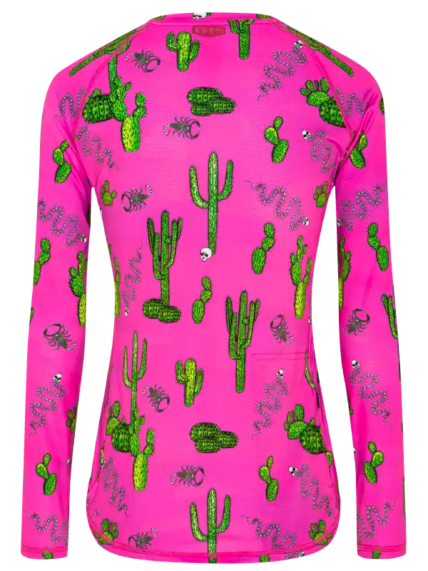 Totally Cactus Pink Women's Long Sleeve MTB Jersey | Cycology AUS