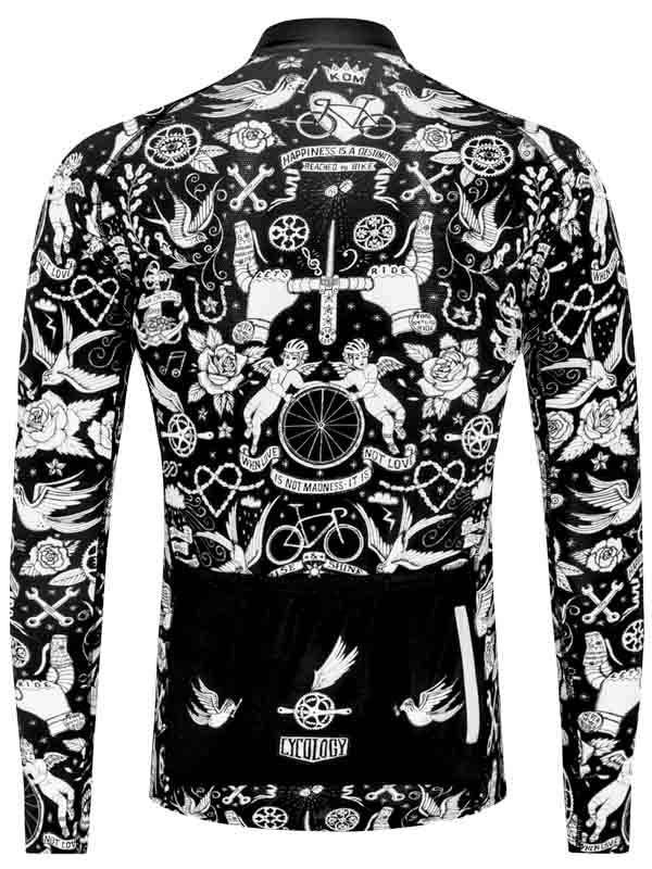 Velo Tattoo Mens Black Long Sleeve Summer Cycling Jersey | Cycology AUS