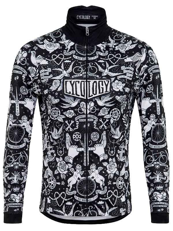 Velo Tattoo Mens Black Windproof Winter Jacket | Cycology AUS