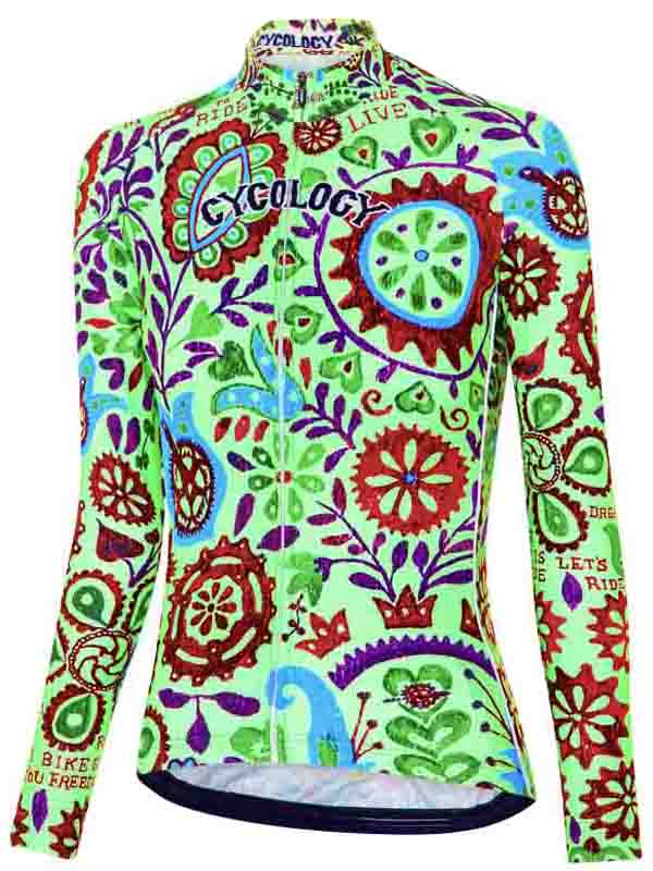 Zali Womens Green Long Sleeve Cycling Jersey | Cycology AUS