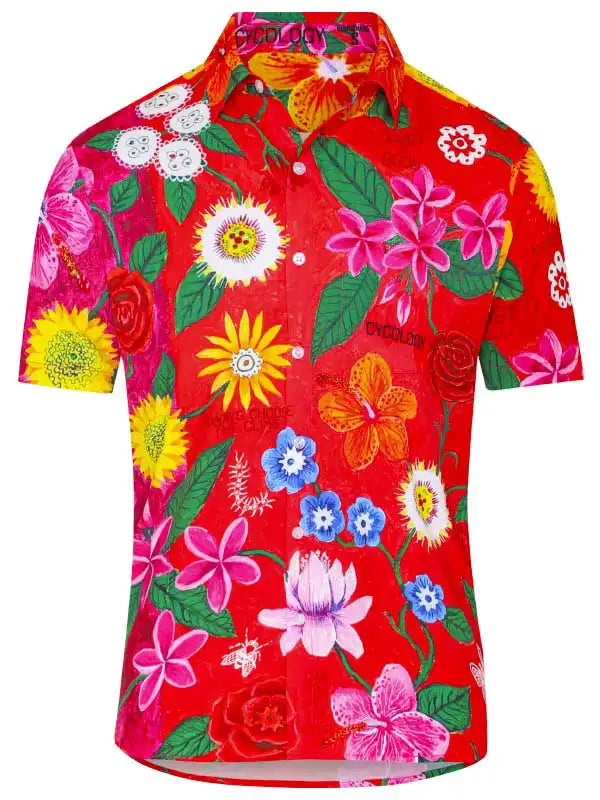 Aloha Red Men's Gravel Cycling Shirt  Front | Cycology AUS