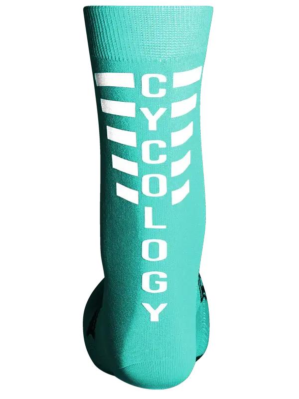 Cycology Aqua Reflective Logo Cycling Socks Rear | Cycology AUS