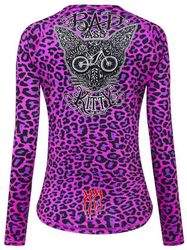 Badass Kitty Women's Long Sleeve Mountain Bike Jersey Back  | Cycology AUS