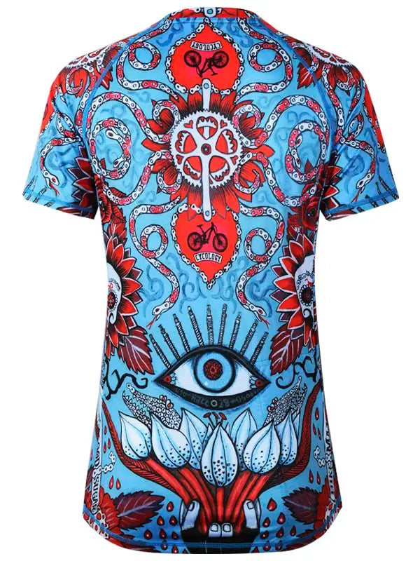 Baja Blue Women's Short Sleeve Mountain Bike Jersey  Back | Cycology AUS