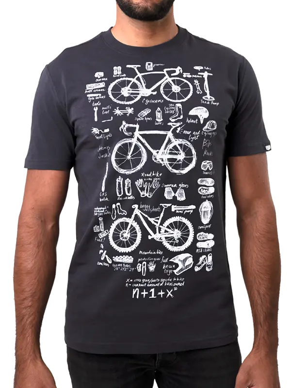 Bike Maths Men's Charcoal Cycling T-Shirt  Front Cycology AUS