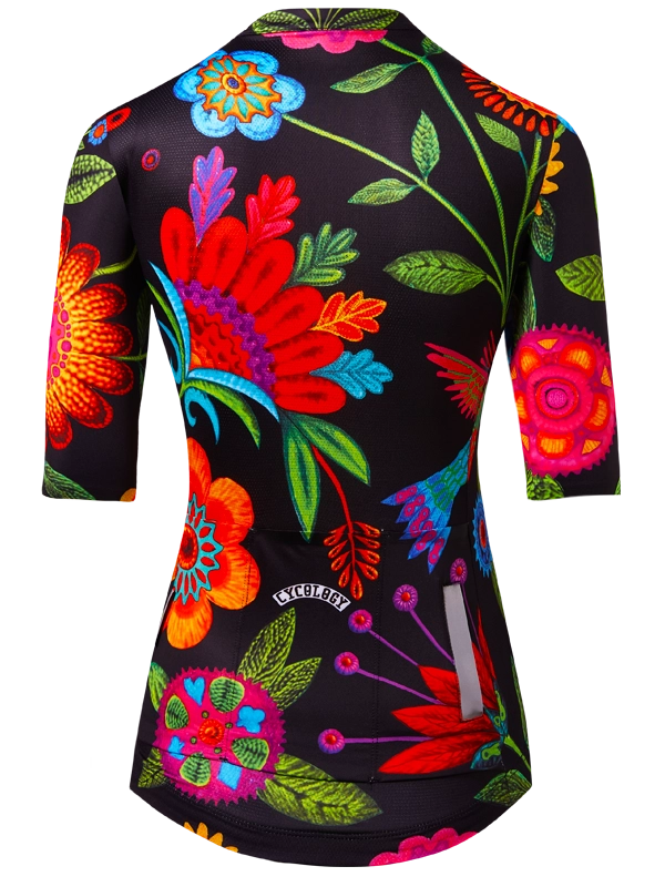 Colorful floral patterned shirt on a black background
