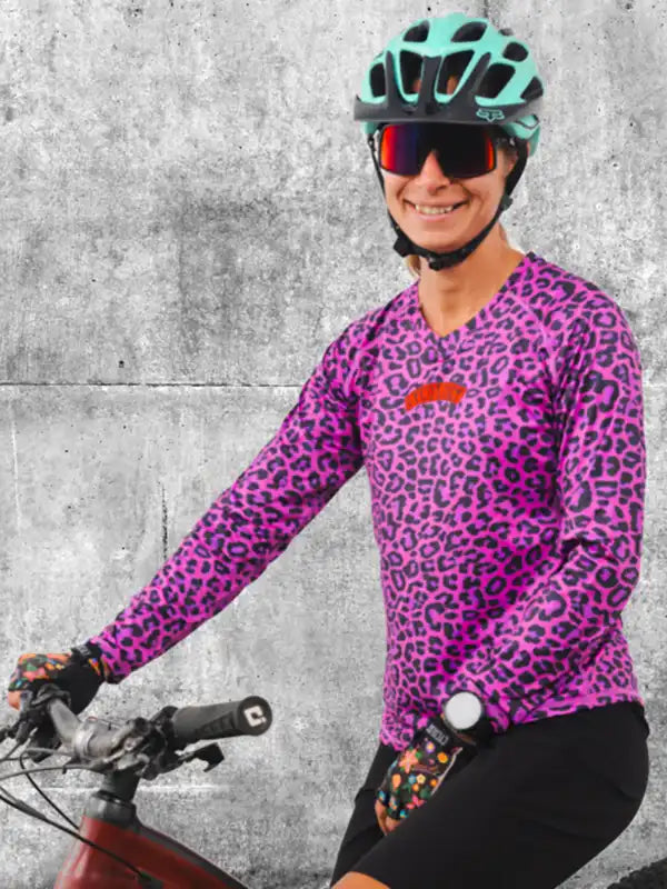 Badass Kitty Women's Long Sleeve Mountain Bike Jersey  On Model front | Cycology AUS
