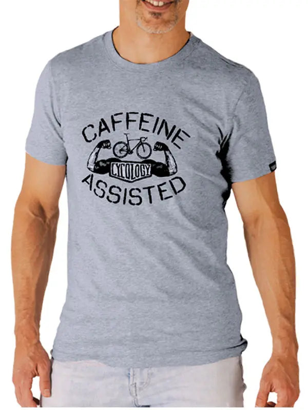 Caffeine Assisted Grey Men's Cycling T-Shirt  Front | Cycology AUS