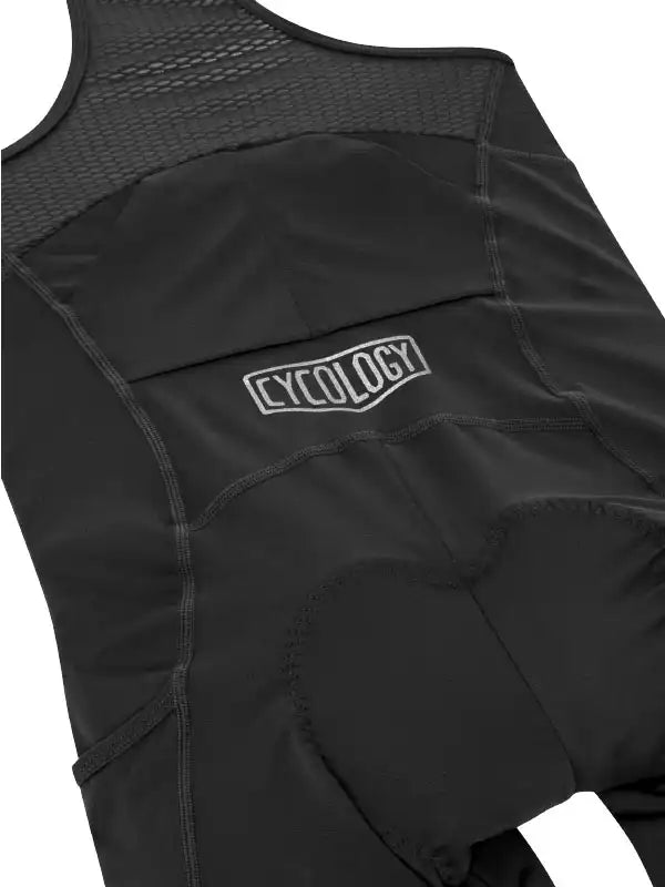 Cycology Women's Black Cargo Cycling Bib Shorts  back view close up | Cycology AUS