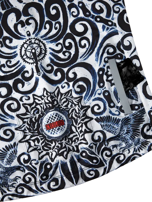 Cognoscenti Men's Navy Short Sleeve Reborn Cycling Jersey Zipper pocket 