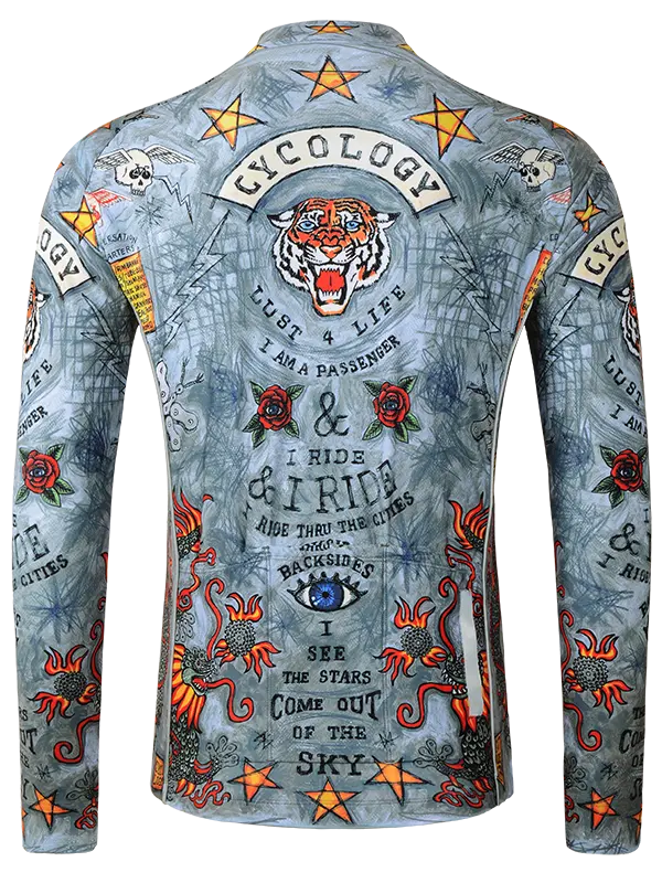 City of Angels Grey Men's Winter Long Sleeve Cycling Jersey Back  Cycology 