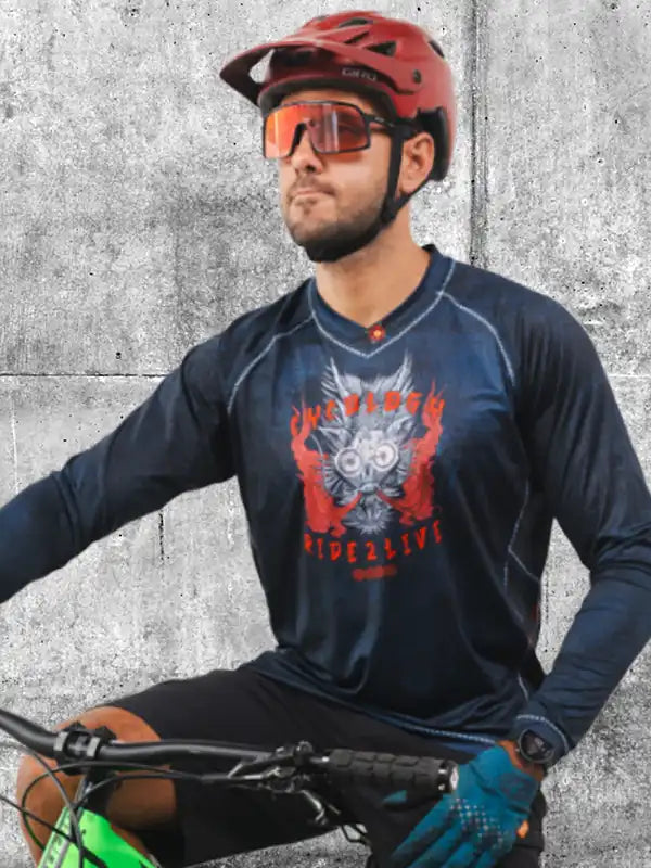 Dragon Black Long Sleeve Men's  Mountain Bike Jersey on model  | Cycology AUS