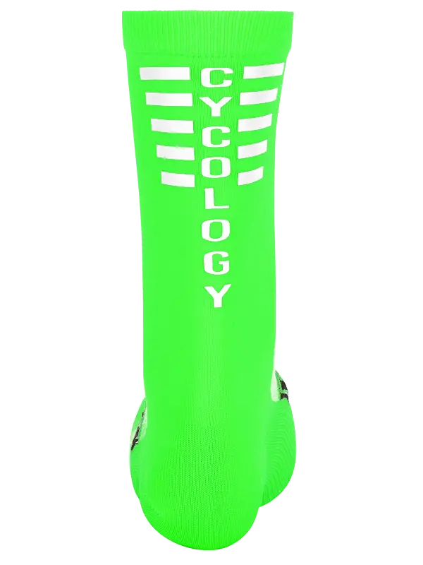 Cycology Green Reflective Logo Cycling Socks  Rear Cycology AUS