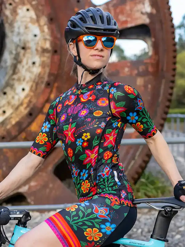 Frida Black Women's Reborn Cycling Jersey on model | Cycology AUS