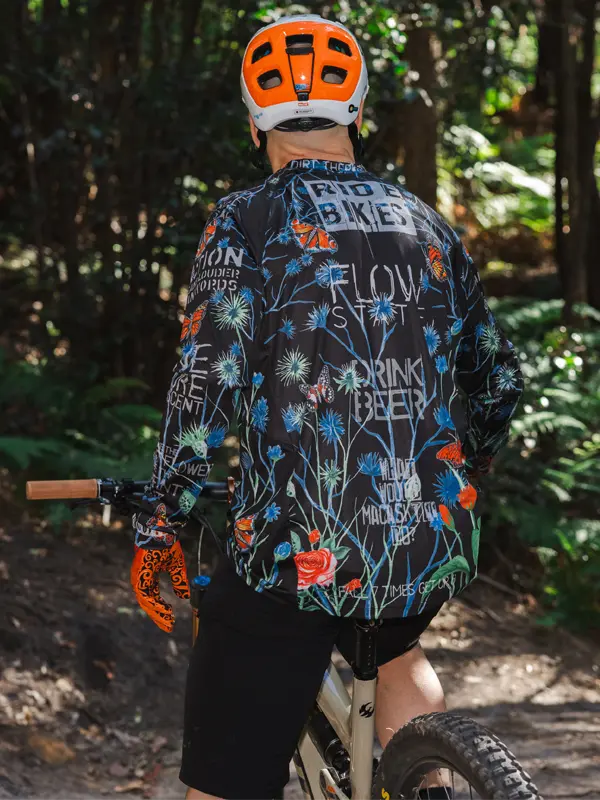 Gangsta Black Men's Long Sleeve Mountain Bike Jersey Back  | Cycology AUS