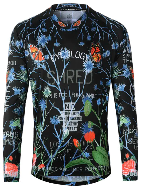 Gangsta Black Men's Long Sleeve Mountain Bike Jersey  Front | Cycology AUS