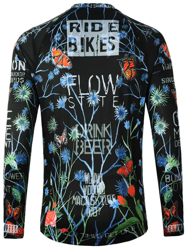 Gangsta Black Men's Long Sleeve Mountain Bike Jersey  Back | Cycology AUS
