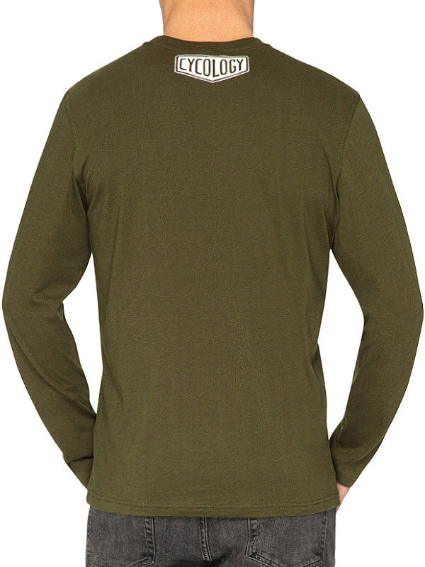 Go Hard Or Go Home Men's Green Long Sleeve T shirt  Back | Cycology AUS