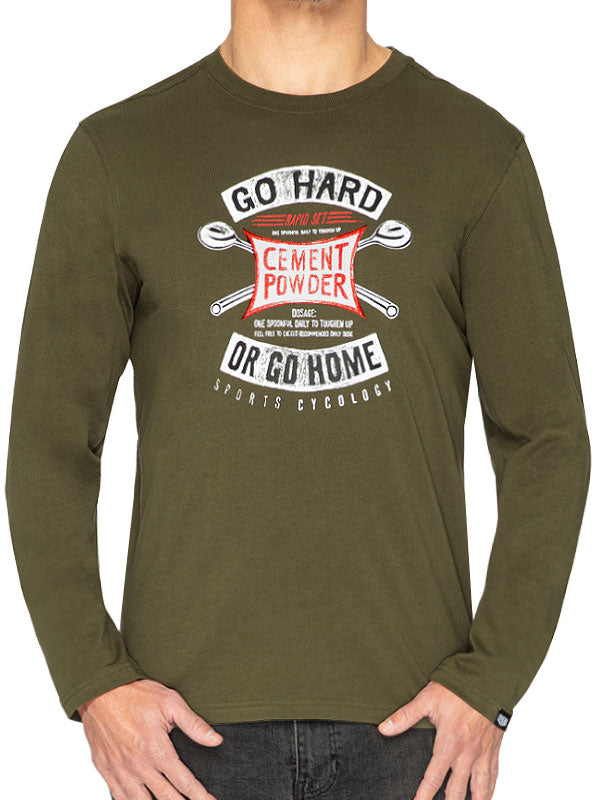 Go Hard Or Go Home Men's Green Long Sleeve T shirt  Front | Cycology AUS
