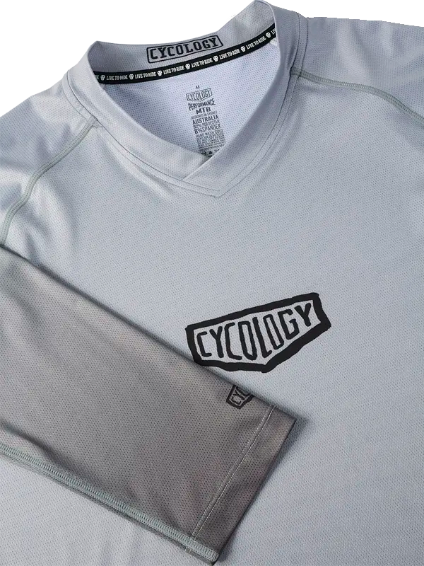 Good Times Grey Men's Long Sleeve Mountain Bike Jersey  V Neck and Sleeve| Cycology AUS