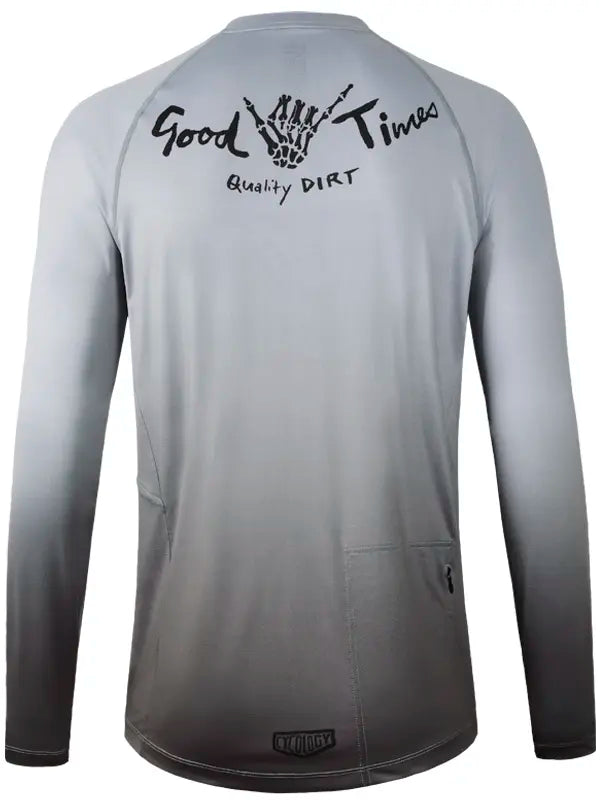 Good Times Grey Men's Long Sleeve Mountain Bike Jersey Back view  | Cycology AUS