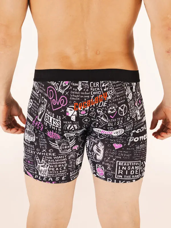 Graffiti Black Men's Performance Boxer Briefs  on model back| Cycology AUS